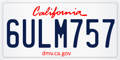CA license plate 6ULM757