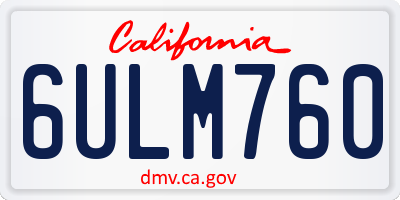 CA license plate 6ULM760