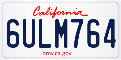 CA license plate 6ULM764