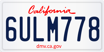 CA license plate 6ULM778