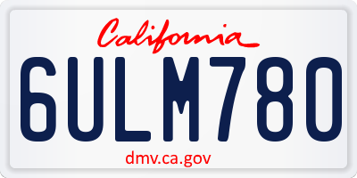 CA license plate 6ULM780