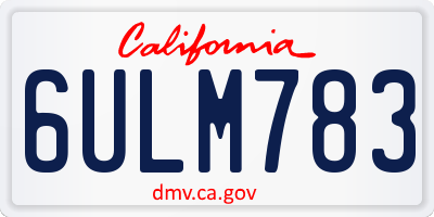 CA license plate 6ULM783