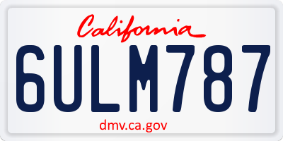 CA license plate 6ULM787
