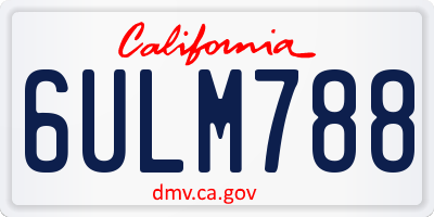 CA license plate 6ULM788