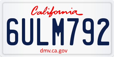 CA license plate 6ULM792