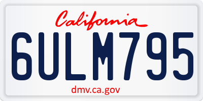 CA license plate 6ULM795
