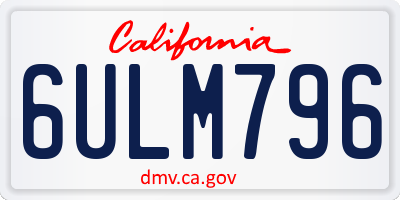 CA license plate 6ULM796