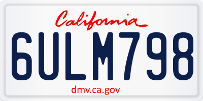 CA license plate 6ULM798