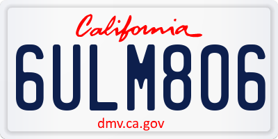 CA license plate 6ULM806