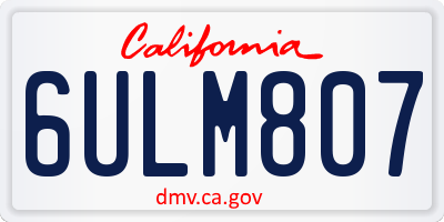 CA license plate 6ULM807