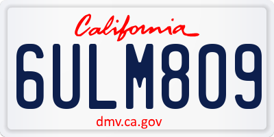 CA license plate 6ULM809
