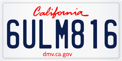 CA license plate 6ULM816