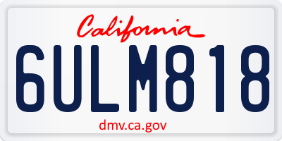 CA license plate 6ULM818