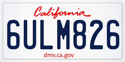 CA license plate 6ULM826
