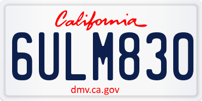 CA license plate 6ULM830