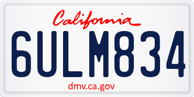 CA license plate 6ULM834