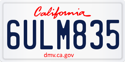 CA license plate 6ULM835