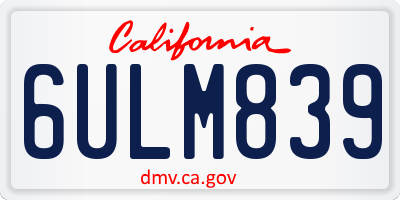 CA license plate 6ULM839