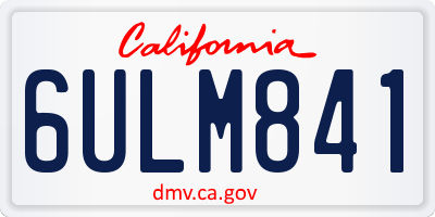 CA license plate 6ULM841