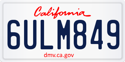CA license plate 6ULM849