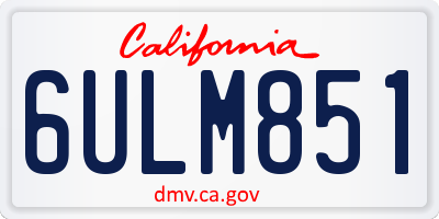 CA license plate 6ULM851