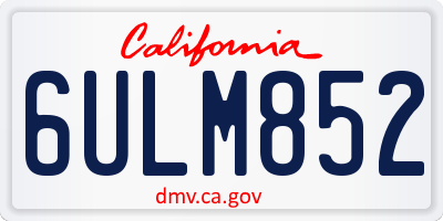 CA license plate 6ULM852