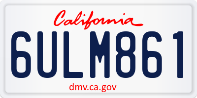 CA license plate 6ULM861