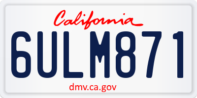 CA license plate 6ULM871