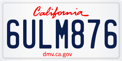 CA license plate 6ULM876