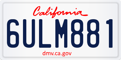 CA license plate 6ULM881