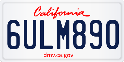 CA license plate 6ULM890