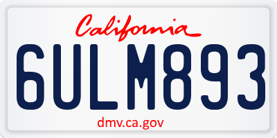 CA license plate 6ULM893
