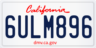 CA license plate 6ULM896