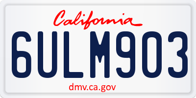 CA license plate 6ULM903