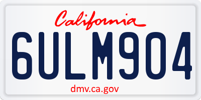 CA license plate 6ULM904
