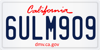 CA license plate 6ULM909