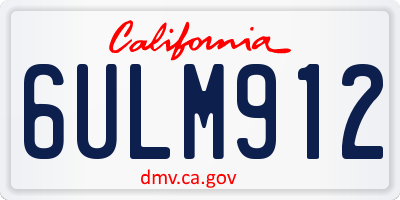 CA license plate 6ULM912