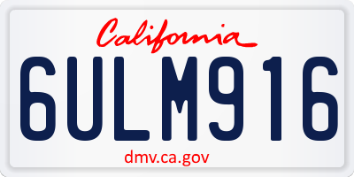 CA license plate 6ULM916
