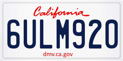 CA license plate 6ULM920