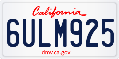 CA license plate 6ULM925