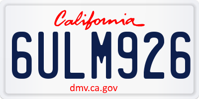 CA license plate 6ULM926