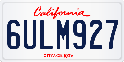 CA license plate 6ULM927