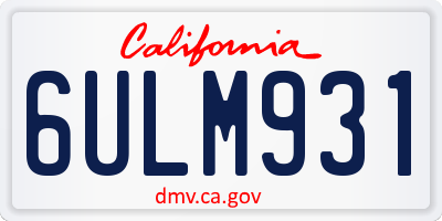 CA license plate 6ULM931