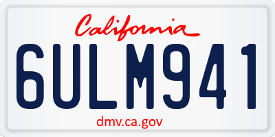 CA license plate 6ULM941