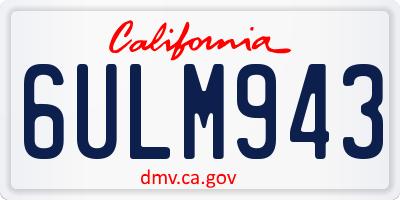 CA license plate 6ULM943