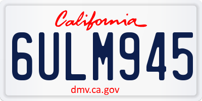 CA license plate 6ULM945