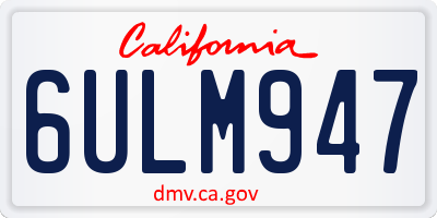 CA license plate 6ULM947