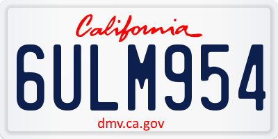 CA license plate 6ULM954