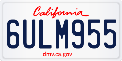 CA license plate 6ULM955