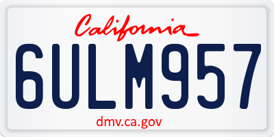 CA license plate 6ULM957